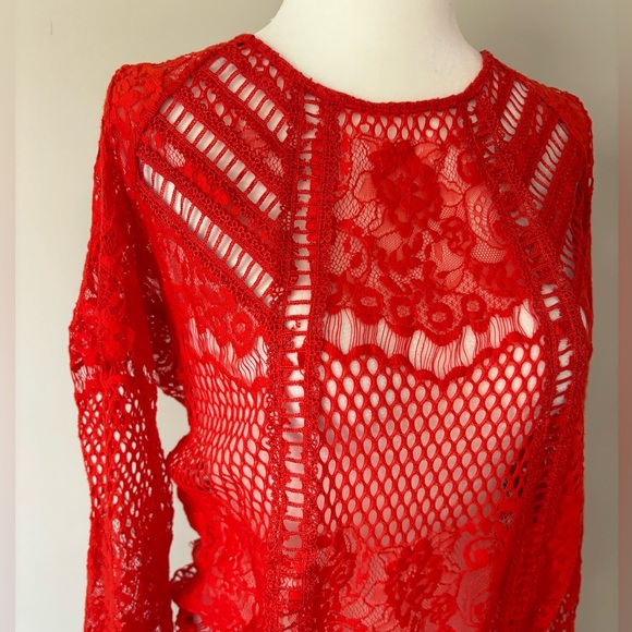 FREE PEOPLE Luna Lace Dress in Pimento - Picture 7 of 12
